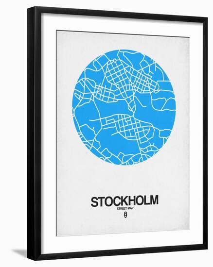 Stockholm Street Map Blue-NaxArt-Framed Art Print