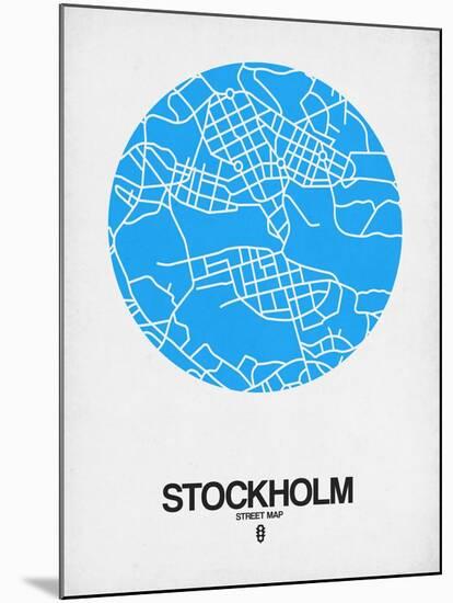 Stockholm Street Map Blue-NaxArt-Mounted Art Print