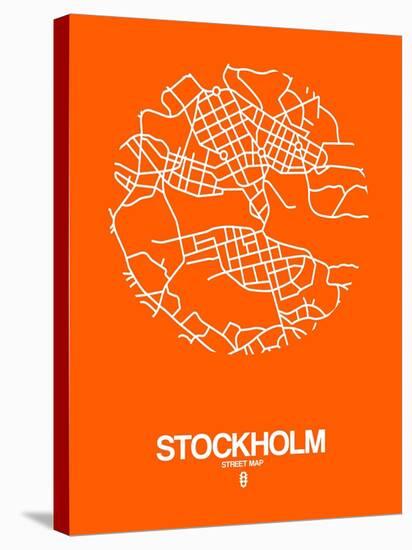 Stockholm Street Map Orange-NaxArt-Stretched Canvas