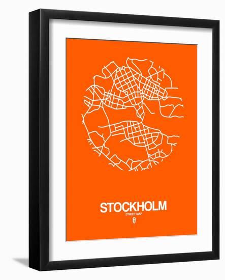 Stockholm Street Map Orange-NaxArt-Framed Art Print