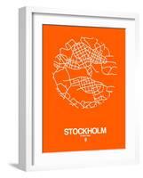 Stockholm Street Map Orange-NaxArt-Framed Art Print