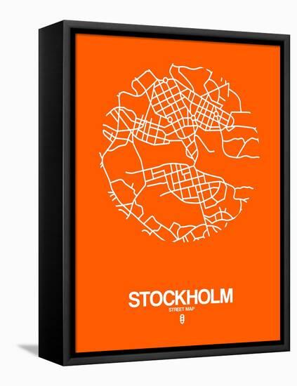 Stockholm Street Map Orange-NaxArt-Framed Stretched Canvas