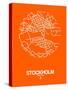 Stockholm Street Map Orange-NaxArt-Stretched Canvas