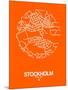 Stockholm Street Map Orange-NaxArt-Mounted Art Print