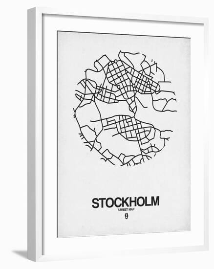 Stockholm Street Map White-NaxArt-Framed Art Print