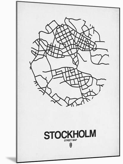 Stockholm Street Map White-NaxArt-Mounted Art Print