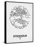 Stockholm Street Map White-NaxArt-Framed Stretched Canvas