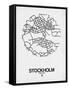 Stockholm Street Map White-NaxArt-Framed Stretched Canvas