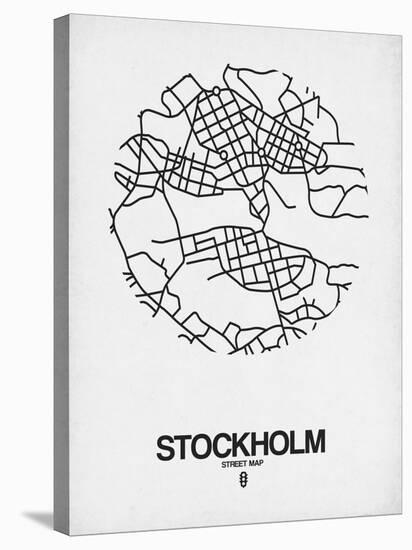 Stockholm Street Map White-NaxArt-Stretched Canvas