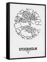 Stockholm Street Map White-NaxArt-Framed Stretched Canvas