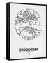 Stockholm Street Map White-NaxArt-Framed Stretched Canvas