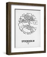 Stockholm Street Map White-NaxArt-Framed Art Print