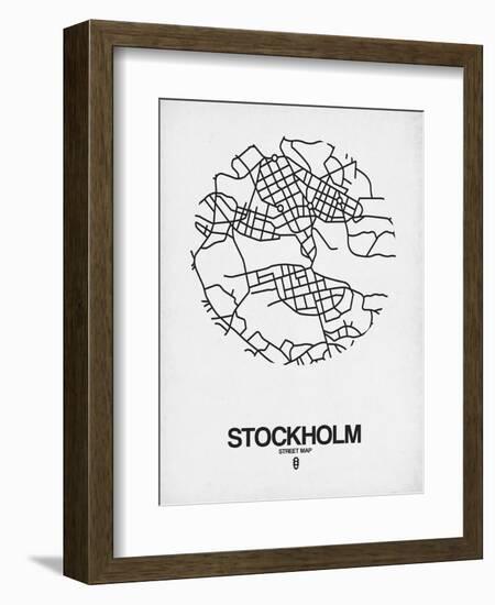 Stockholm Street Map White-NaxArt-Framed Art Print