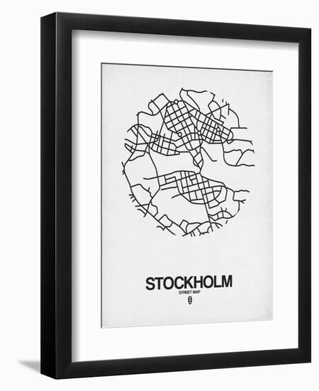 Stockholm Street Map White-NaxArt-Framed Art Print