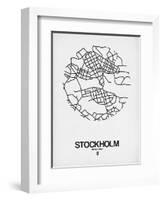 Stockholm Street Map White-NaxArt-Framed Art Print