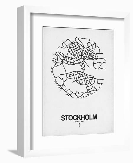 Stockholm Street Map White-NaxArt-Framed Art Print