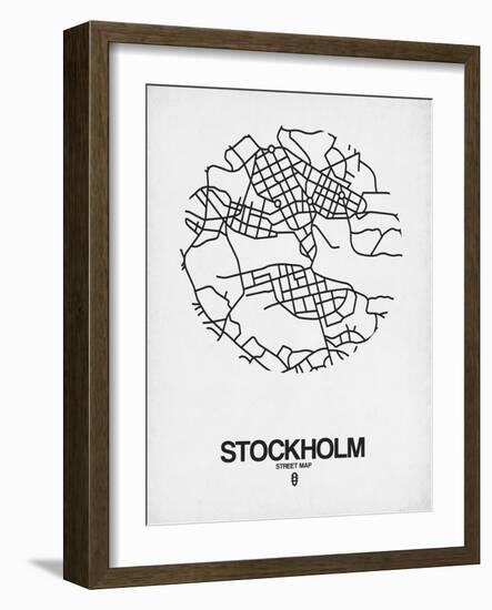 Stockholm Street Map White-NaxArt-Framed Art Print