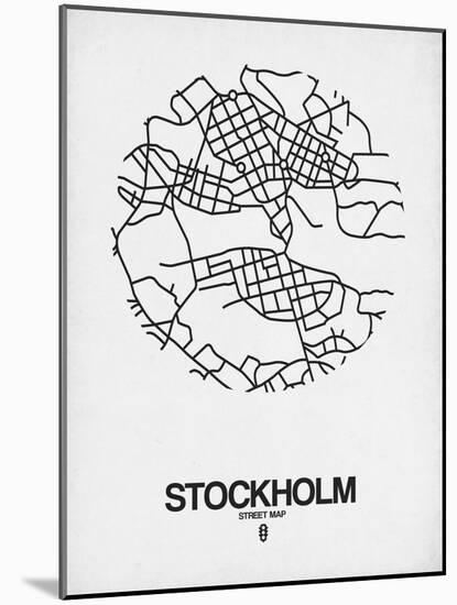 Stockholm Street Map White-NaxArt-Mounted Art Print