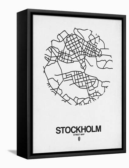 Stockholm Street Map White-NaxArt-Framed Stretched Canvas