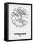 Stockholm Street Map White-NaxArt-Framed Stretched Canvas