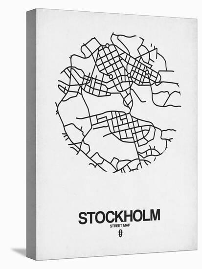 Stockholm Street Map White-NaxArt-Stretched Canvas