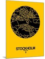 Stockholm Street Map Yellow-NaxArt-Mounted Art Print