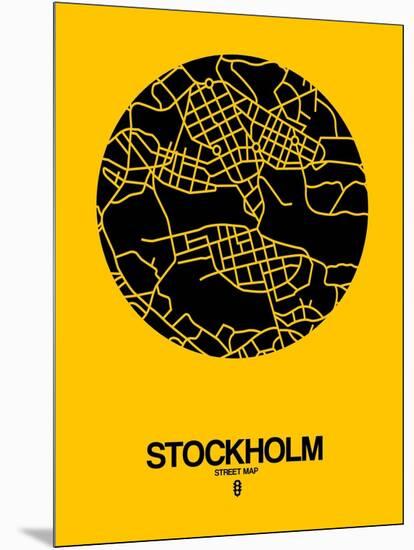 Stockholm Street Map Yellow-NaxArt-Mounted Art Print