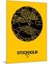 Stockholm Street Map Yellow-NaxArt-Mounted Art Print