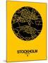 Stockholm Street Map Yellow-NaxArt-Mounted Art Print