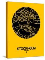 Stockholm Street Map Yellow-NaxArt-Stretched Canvas