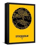 Stockholm Street Map Yellow-NaxArt-Framed Stretched Canvas