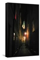 Stockholm Sweden Cobblestone Street At Night Photo Poster-null-Framed Stretched Canvas