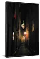 Stockholm Sweden Cobblestone Street At Night Photo Poster-null-Framed Poster