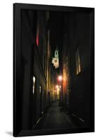 Stockholm Sweden Cobblestone Street At Night Photo Poster-null-Framed Poster