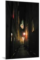 Stockholm Sweden Cobblestone Street At Night-null-Mounted Photo