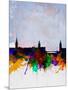 Stockholm Watercolor Skyline-NaxArt-Mounted Art Print