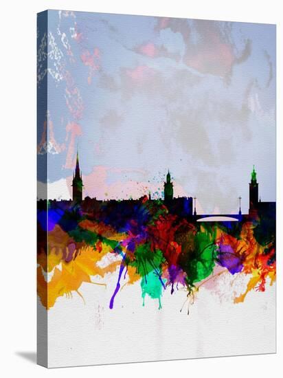 Stockholm Watercolor Skyline-NaxArt-Stretched Canvas