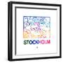 Stockholm Watercolor Street Map-NaxArt-Framed Premium Giclee Print