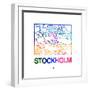 Stockholm Watercolor Street Map-NaxArt-Framed Premium Giclee Print