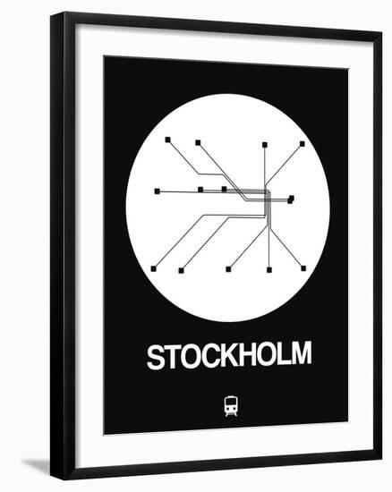 Stockholm White Subway Map-NaxArt-Framed Art Print