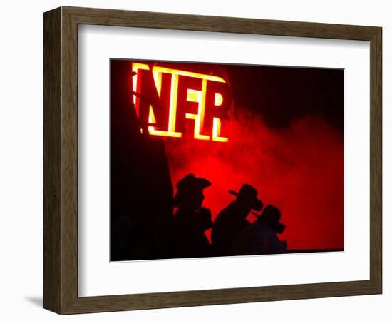 Stockmen Watch the Opening Ceremonies of the National Finals Rodeo-null-Framed Photographic Print