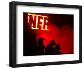 Stockmen Watch the Opening Ceremonies of the National Finals Rodeo-null-Framed Photographic Print