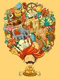 Vector Illustration of Dream and Thought of Indian Man-stockshoppe-Art Print