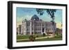 Stockton, California - Exterior View of Stockton High School-Lantern Press-Framed Art Print