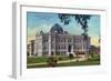 Stockton, California - Exterior View of Stockton High School-Lantern Press-Framed Art Print