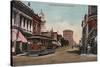 Stockton, California - Main Street View with Street Car-Lantern Press-Stretched Canvas