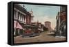 Stockton, California - Main Street View with Street Car-Lantern Press-Framed Stretched Canvas