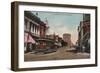 Stockton, California - Main Street View with Street Car-Lantern Press-Framed Art Print