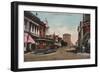 Stockton, California - Main Street View with Street Car-Lantern Press-Framed Art Print