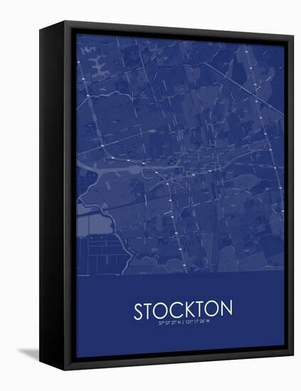 Stockton, United States of America Blue Map-null-Framed Stretched Canvas